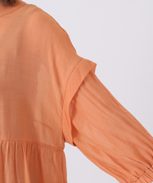 Simplicite（サンプリシテ）の「バックリボンスタンド襟チュニック◆（シャツ/ブラウス・レディース・ブラック/ブラウン/オレンジ/アイボリー・FREE）」の5枚目の写真