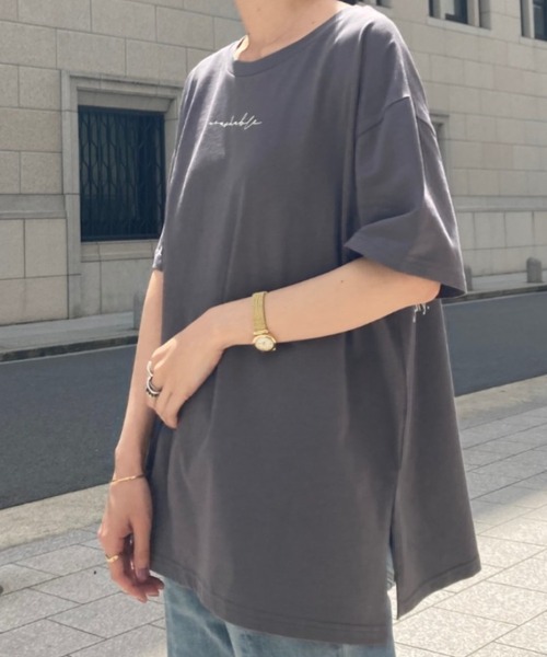 Chez toi(シェトワ)の「【WEB限定】care label ロゴT(Tシャツ/カットソー・レディース・ホワイト/ブラウン/ミント/チャコールグレー・FREE)」の3枚目の写真