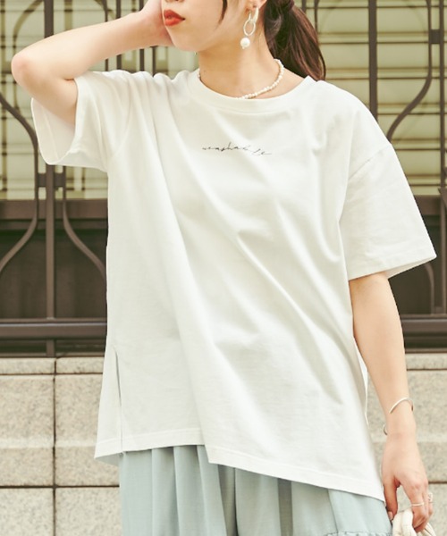 Chez toi(シェトワ)の「【WEB限定】care label ロゴT(Tシャツ/カットソー・レディース・ホワイト/ブラウン/ミント/チャコールグレー・FREE)」の5枚目の写真