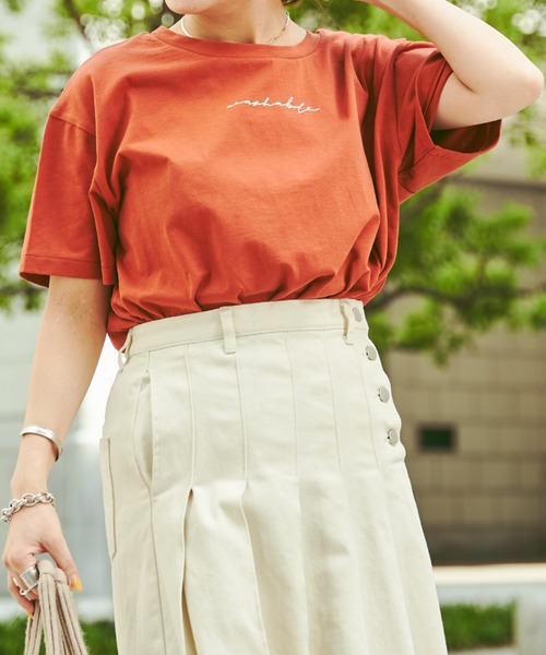 Chez toi(シェトワ)の「【WEB限定】care label ロゴT(Tシャツ/カットソー・レディース・ホワイト/ブラウン/ミント/チャコールグレー・FREE)」の9枚目の写真