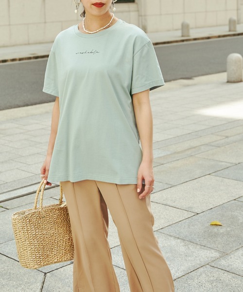 Chez toi(シェトワ)の「【WEB限定】care label ロゴT(Tシャツ/カットソー・レディース・ホワイト/ブラウン/ミント/チャコールグレー・FREE)」の12枚目の写真