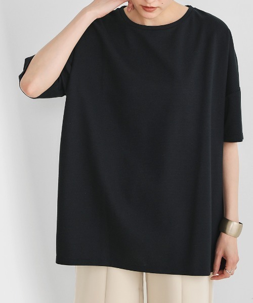 Bou Jeloud（ブージュルード）の「汗染みが気にならない◆ボーダーリップルビッグＴシャツ（Tシャツ/カットソー・レディース・ライトブルー/ブラック/オフホワイト・FREE）」の2枚目の写真