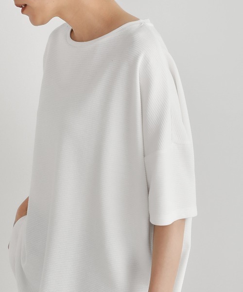 Bou Jeloud（ブージュルード）の「汗染みが気にならない◆ボーダーリップルビッグＴシャツ（Tシャツ/カットソー・レディース・ライトブルー/ブラック/オフホワイト・FREE）」の14枚目の写真