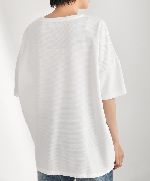 Bou Jeloud（ブージュルード）の「汗染みが気にならない◆ボーダーリップルビッグＴシャツ（Tシャツ/カットソー・レディース・ライトブルー/ブラック/オフホワイト・FREE）」の13枚目の写真
