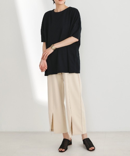 Bou Jeloud（ブージュルード）の「汗染みが気にならない◆ボーダーリップルビッグＴシャツ（Tシャツ/カットソー・レディース・ライトブルー/ブラック/オフホワイト・FREE）」の12枚目の写真