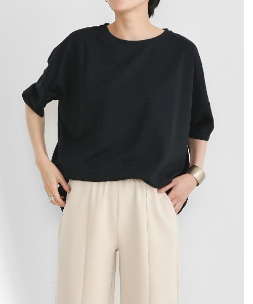 Bou Jeloud（ブージュルード）の「汗染みが気にならない◆ボーダーリップルビッグＴシャツ（Tシャツ/カットソー・レディース・ライトブルー/ブラック/オフホワイト・FREE）」の10枚目の写真