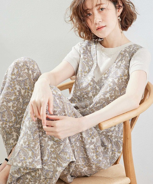 ROPE' PICNIC（ロペピクニック）の「柄アソートバックタックオールインワン（つなぎ/オールインワン・レディース・ブラック/ベージュ・38/36）」の2枚目の写真