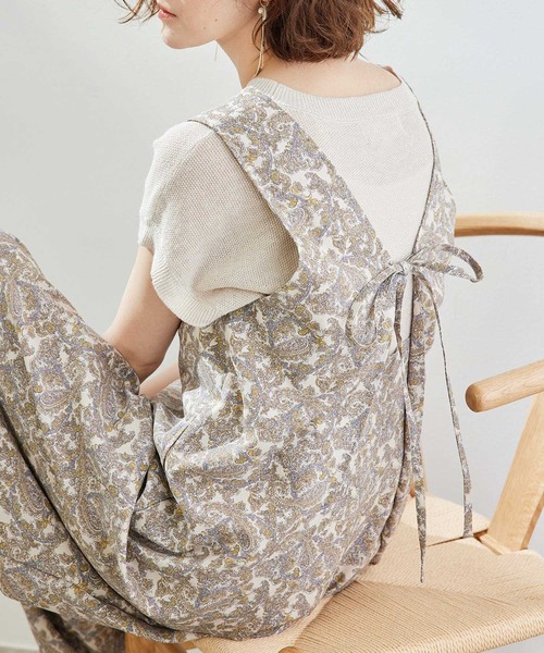 ROPE' PICNIC（ロペピクニック）の「柄アソートバックタックオールインワン（つなぎ/オールインワン・レディース・ブラック/ベージュ・38/36）」の4枚目の写真