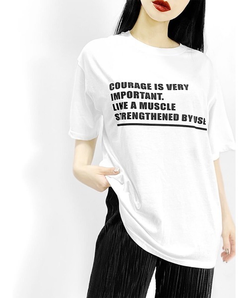 LVEU.（ラブユ.）の「Message T-shirt / メッセージTシャツ（Ai select)（Tシャツ/カットソー・レディース・ホワイト/ブラック/グリーン・FREE）」の2枚目の写真