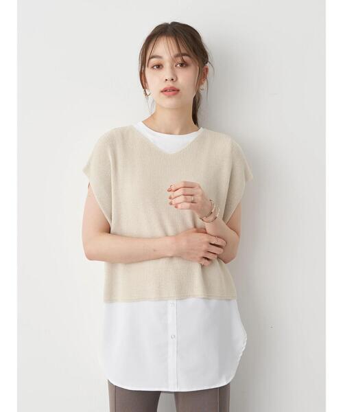 earth music&ecology（アースミュージックアンドエコロジー）の「SET2点ニットプルオーバー+シャツ風チュニック ＊（ニット/セーター・レディース・ネイビー/モカ/ホワイト系その他2・FREE）」の8枚目の写真