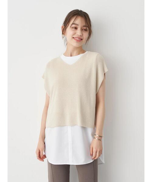 earth music&ecology（アースミュージックアンドエコロジー）の「SET2点ニットプルオーバー+シャツ風チュニック ＊（ニット/セーター・レディース・ネイビー/モカ/ホワイト系その他2・FREE）」の9枚目の写真