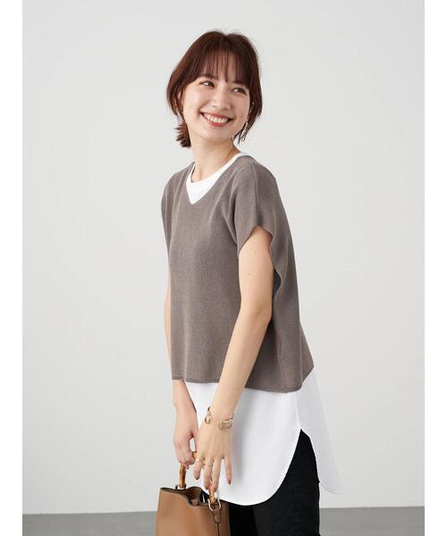 earth music&ecology（アースミュージックアンドエコロジー）の「SET2点ニットプルオーバー+シャツ風チュニック ＊（ニット/セーター・レディース・ネイビー/モカ/ホワイト系その他2・FREE）」の20枚目の写真