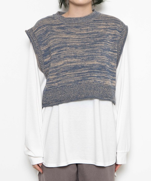 WEGO（ウィゴー）の「WEGO/ロンTSETショートニットベスト（ベスト・レディース・ブラック/ブルー系その他/オレンジ系その他・FREE）」の7枚目の写真