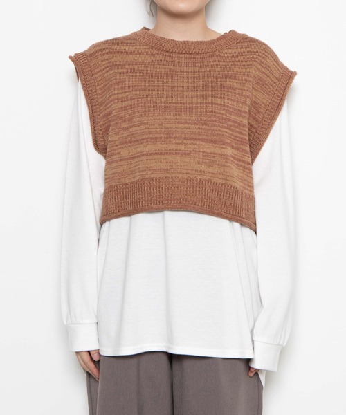 WEGO（ウィゴー）の「WEGO/ロンTSETショートニットベスト（ベスト・レディース・ブラック/ブルー系その他/オレンジ系その他・FREE）」の6枚目の写真