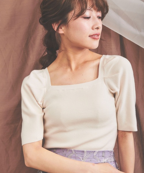 NOELA（ノエラ）の「ウォッシャブルパワショルニット（ニット/セーター・レディース・ブラック/オフホワイト/ボルドー/キャメル/モカ・FREE）」の2枚目の写真