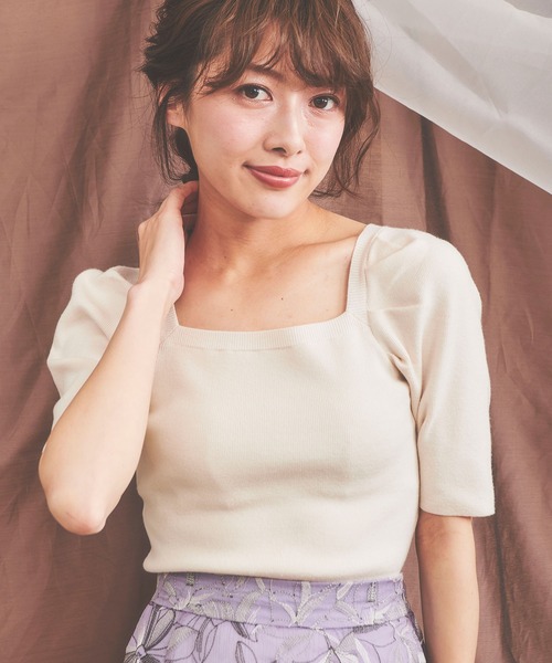 NOELA（ノエラ）の「ウォッシャブルパワショルニット（ニット/セーター・レディース・ブラック/オフホワイト/ボルドー/キャメル/モカ・FREE）」の6枚目の写真