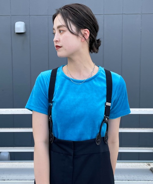 UNSPARE（アンスペア）の「■【UNSPARE/アンスペア】ベロアTシャツ/WEB限定一部店舗限定（Tシャツ/カットソー・レディース・グリーン/ブルー/オレンジ・FREE）」の2枚目の写真