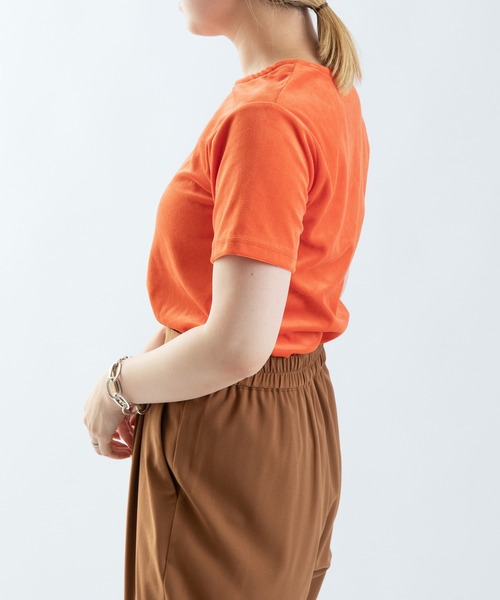 UNSPARE（アンスペア）の「■【UNSPARE/アンスペア】ベロアTシャツ/WEB限定一部店舗限定（Tシャツ/カットソー・レディース・グリーン/ブルー/オレンジ・FREE）」の9枚目の写真