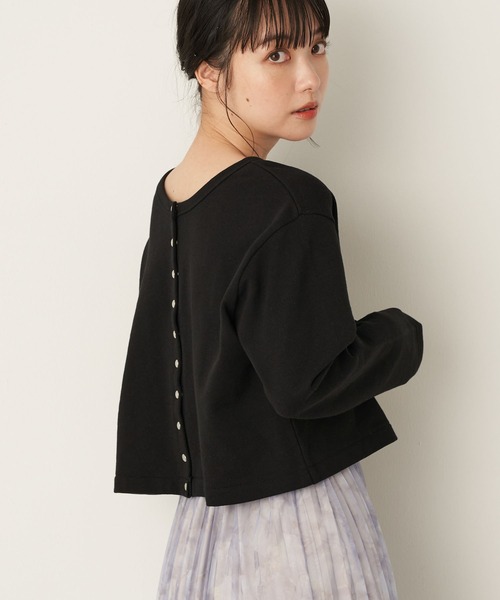 earth music&ecology（アースミュージックアンドエコロジー）の「前後2wayショートスナップカーディガン（カーディガン/ボレロ・レディース・ブラック/その他8・S/M）」の2枚目の写真