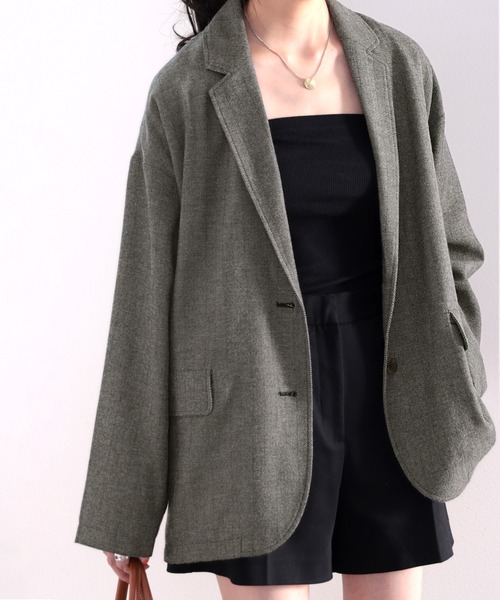 classicalelf(クラシカルエルフ)の「セットアップが楽しめる!ゆったりテーラードジャケット(テーラードジャケット・レディース・チャコールグレー/ブラウン/モカ/ライトベージュ・MEDIUM/LARGE/X-LARGE)」の16枚目の写真