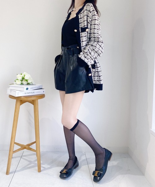 Loueme（ルエム）の「バイカラーツイードニットカーディガン（カーディガン/ボレロ・レディース・ホワイト/ブラック・FREE）」の9枚目の写真