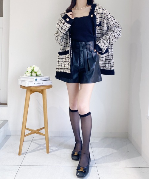 Loueme（ルエム）の「バイカラーツイードニットカーディガン（カーディガン/ボレロ・レディース・ホワイト/ブラック・FREE）」の10枚目の写真