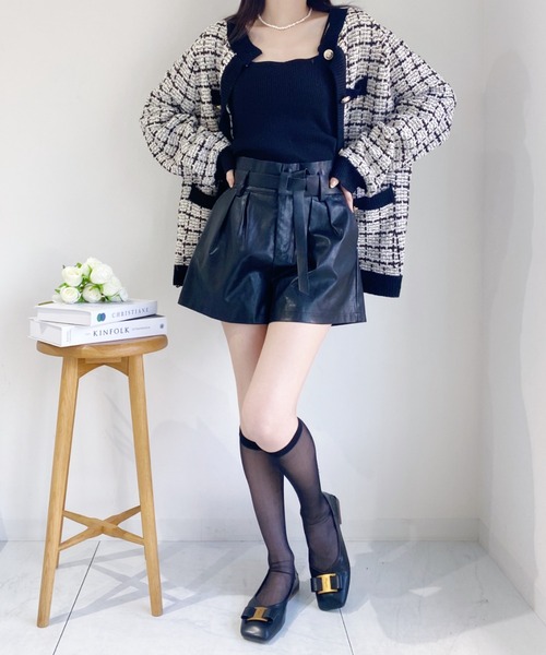 Loueme（ルエム）の「バイカラーツイードニットカーディガン