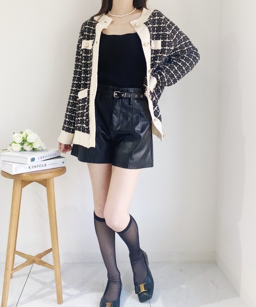 Loueme（ルエム）の「バイカラーツイードニットカーディガン（カーディガン/ボレロ・レディース・ホワイト/ブラック・FREE）」の20枚目の写真