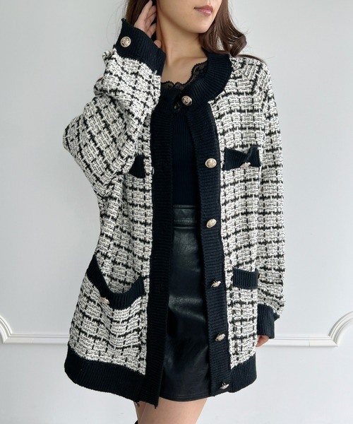 Loueme（ルエム）の「バイカラーツイードニットカーディガン（カーディガン/ボレロ・レディース・ホワイト/ブラック・FREE）」の21枚目の写真