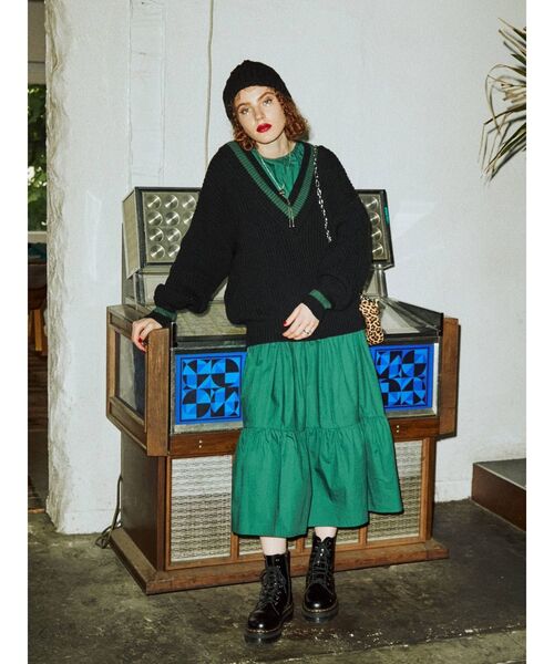 jouetie（ジュエティ）の「ラインニットレイヤードワンピース（ワンピース・レディース・オフホワイト/ブラック/ベージュ・MEDIUM）」の19枚目の写真