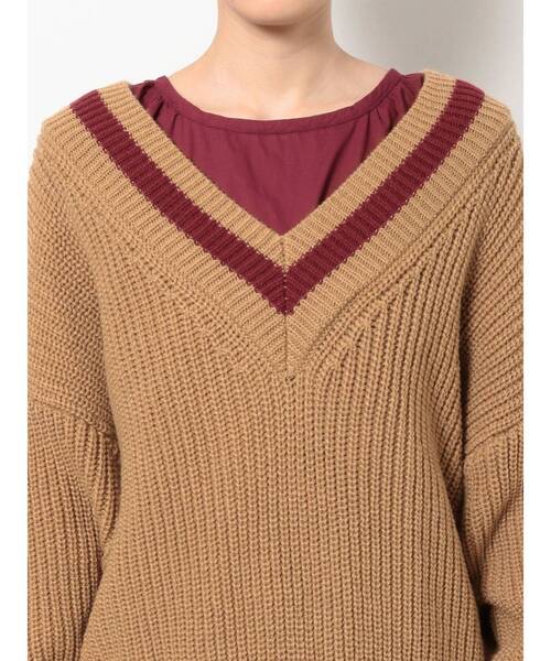 jouetie（ジュエティ）の「ラインニットレイヤードワンピース（ワンピース・レディース・オフホワイト/ブラック/ベージュ・MEDIUM）」の21枚目の写真