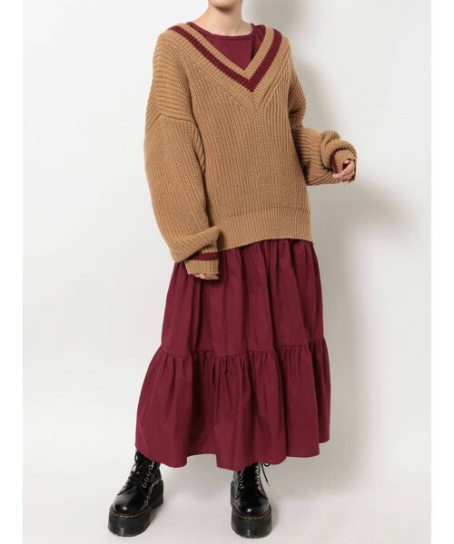 jouetie（ジュエティ）の「ラインニットレイヤードワンピース（ワンピース・レディース・オフホワイト/ブラック/ベージュ・MEDIUM）」の14枚目の写真