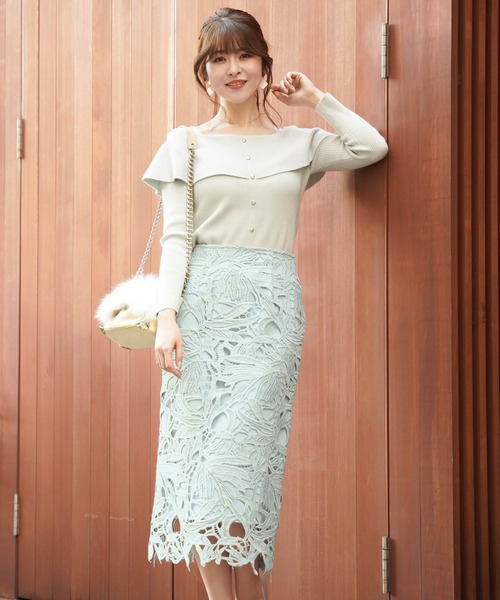 FEERICHELU（フェリーシェル）の「スカート レース タイトIライン FEERICHELU（スカート・レディース・ホワイト/ブラック/グレイッシュベージュ/ピンクベージュ/グレー/ラベンダー/ブルー系その他/ネイビー/サックスブルー・S/M）」の6枚目の写真