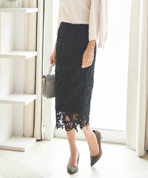 FEERICHELU（フェリーシェル）の「スカート レース タイトIライン FEERICHELU（スカート・レディース・ホワイト/ブラック/グレイッシュベージュ/ピンクベージュ/グレー/ラベンダー/ブルー系その他/ネイビー/サックスブルー・S/M）」の15枚目の写真