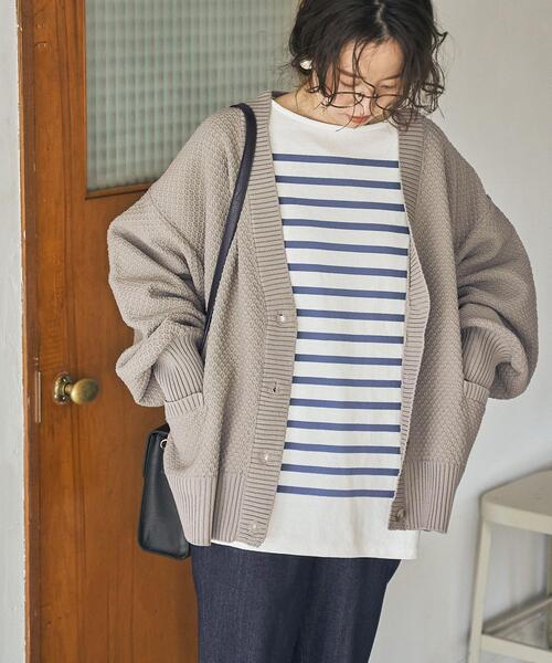 coen（コーエン）の「［洗える］軽量ビッグニットカーディガン（WEB限定カラー）（カーディガン/ボレロ・レディース・ブラック/ベージュ/グレー/オフホワイト/ライム/イエロー/ロイヤルブルー・MEDIUM/LARGE）」の3枚目の写真