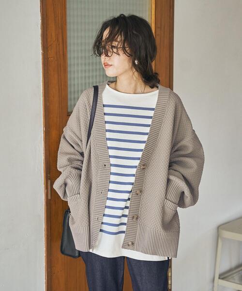 coen（コーエン）の「［洗える］軽量ビッグニットカーディガン（WEB限定カラー）（カーディガン/ボレロ・レディース・ブラック/ベージュ/グレー/オフホワイト/ライム/イエロー/ロイヤルブルー・MEDIUM/LARGE）」の11枚目の写真