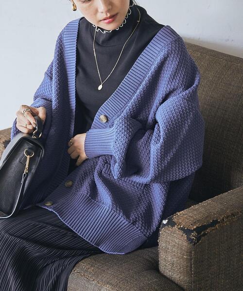 coen（コーエン）の「［洗える］軽量ビッグニットカーディガン（WEB限定カラー）（カーディガン/ボレロ・レディース・ブラック/ベージュ/グレー/オフホワイト/ライム/イエロー/ロイヤルブルー・MEDIUM/LARGE）」の13枚目の写真