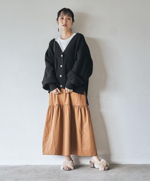 coen（コーエン）の「［洗える］軽量ビッグニットカーディガン（WEB限定カラー）（カーディガン/ボレロ・レディース・ブラック/ベージュ/グレー/オフホワイト/ライム/イエロー/ロイヤルブルー・MEDIUM/LARGE）」の14枚目の写真