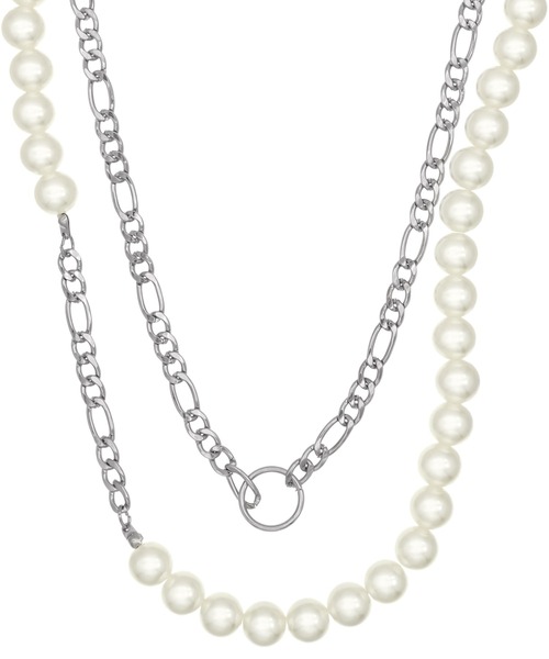 blackdia ocean（ブラックダイヤオーシャン）の「blackdia ocean パールフィガロチェーン2連レイヤードネックレス（ネックレス・レディース・シルバー・43cm）」の2枚目の写真