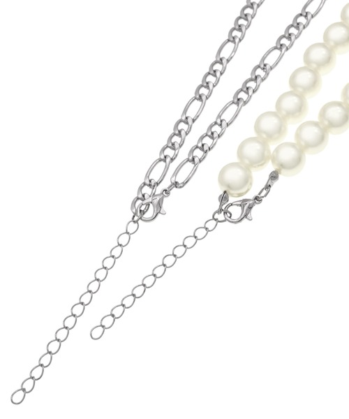 blackdia ocean（ブラックダイヤオーシャン）の「blackdia ocean パールフィガロチェーン2連レイヤードネックレス（ネックレス・レディース・シルバー・43cm）」の5枚目の写真