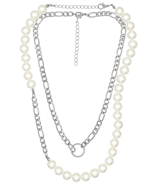 blackdia ocean（ブラックダイヤオーシャン）の「blackdia ocean パールフィガロチェーン2連レイヤードネックレス（ネックレス・レディース・シルバー・43cm）」の6枚目の写真