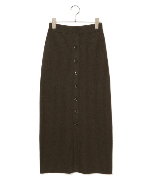 ADAM ET ROPE'（アダムエロペ）の「【アウトレット店舗・WEB限定・セットアップ対応】WOOL混リブフロントボタンスカート（スカート・レディース・チャコールグレー/ベージュ系その他・FREE）」の6枚目の写真