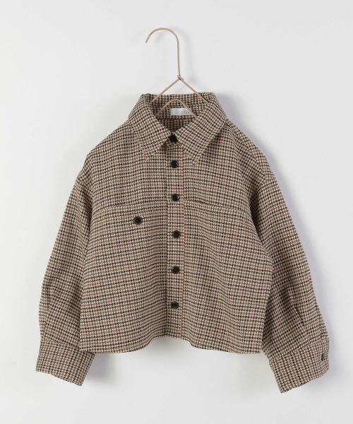 LOWRYS FARM（ローリーズファーム）の「チェックスクエアショートシャツ　217448（シャツ/ブラウス・キッズ・ベージュ/ブルー・110cm/120cm/130cm）」の2枚目の写真