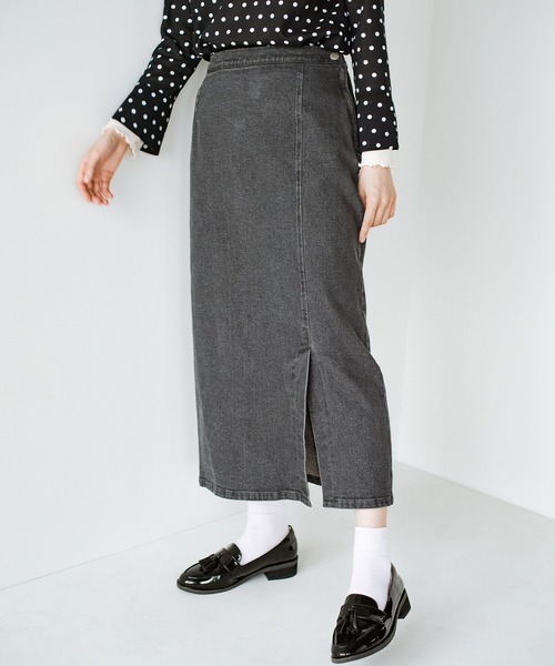 haco!（ハコ）の「カジュアルと女っぽの共存！デニムをレディに着こなす　楽ちんストレッチ素材の長ーーく着られるデニムスカートby who made me（デニムスカート・レディース・グレー・SMALL/MEDIUM/LARGE/X-LARGE）」の18枚目の写真