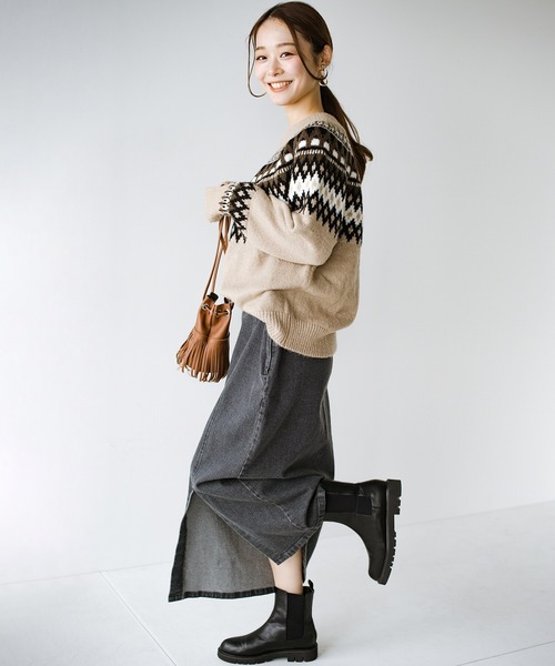 haco!（ハコ）の「カジュアルと女っぽの共存！デニムをレディに着こなす　楽ちんストレッチ素材の長ーーく着られるデニムスカートby who made me（デニムスカート・レディース・グレー・SMALL/MEDIUM/LARGE/X-LARGE）」の3枚目の写真