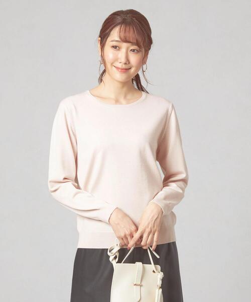 THE STATION STORE(ザ ステーション ストア)の「<closet story>ベーシック クルーネック ニット -ウォッシャブル-(ニット/セーター・レディース・ネイビー/オフホワイト/ピンク・FREE)」の2枚目の写真