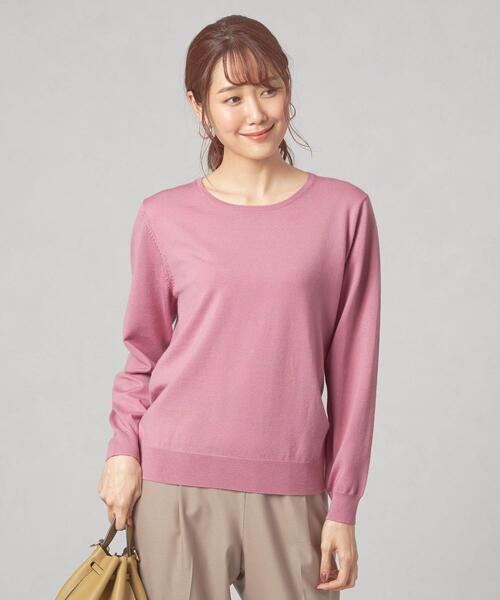 THE STATION STORE(ザ ステーション ストア)の「<closet story>ベーシック クルーネック ニット -ウォッシャブル-(ニット/セーター・レディース・ネイビー/オフホワイト/ピンク・FREE)」の3枚目の写真