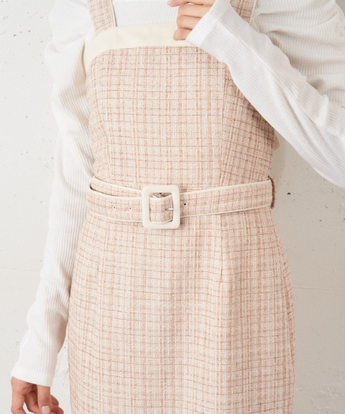 MIIA（ミーア）の「【WEB限定】ツィードマーメイドジャンスカ（ジャンパースカート・レディース・ベージュ/オフホワイト・FREE）」の4枚目の写真