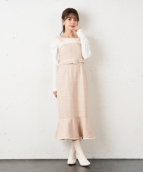 MIIA（ミーア）の「【WEB限定】ツィードマーメイドジャンスカ（ジャンパースカート・レディース・ベージュ/オフホワイト・FREE）」の14枚目の写真