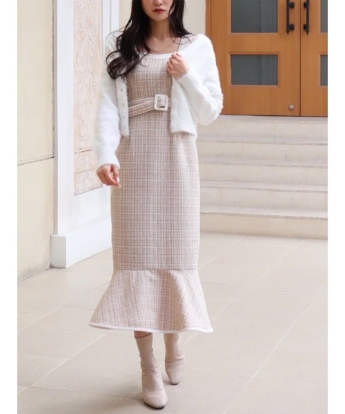 MIIA（ミーア）の「【WEB限定】ツィードマーメイドジャンスカ（ジャンパースカート・レディース・ベージュ/オフホワイト・FREE）」の16枚目の写真